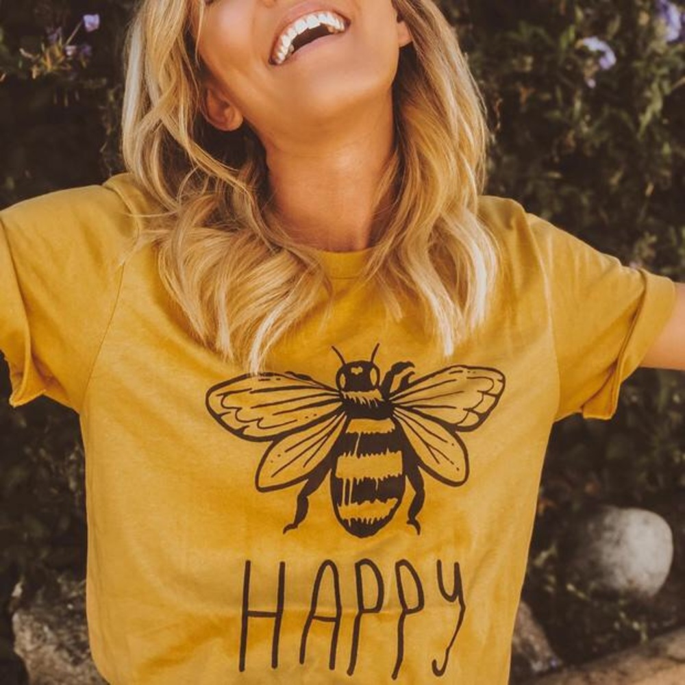 🌟LAST 1!🌟 Bee 🐝 Happy Tee in Mustard - Picture 2 of 7